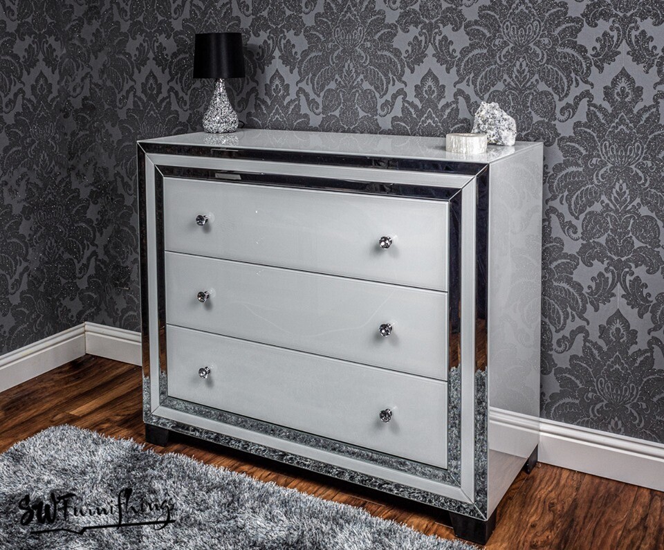 White mirror 3 drawer chest of drawers NEW SALE SWFurnishings in