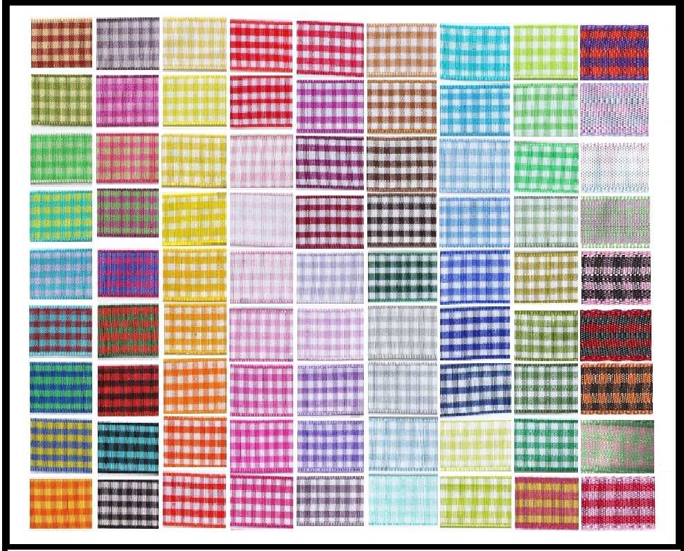 5 YARDS  3/8" SCOTTISH CHECKERED CHECK RIBBON POLYESTER GING