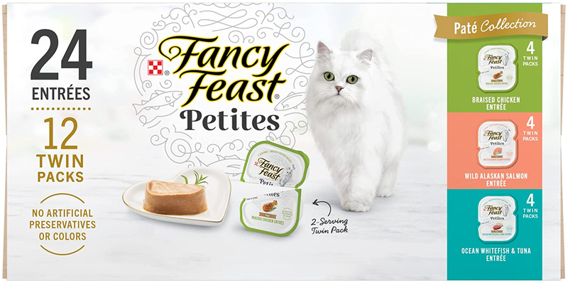  Fancy Feast Purina Gourmet Wet Cat Food Variety Pack Petites Pate (12) 2.8 oz.
