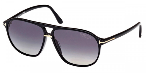 Pre-owned Tom Ford Authentic  Bruce Sunglassesft1026-01d Black W/ Smoke Lens 61mm In Gray