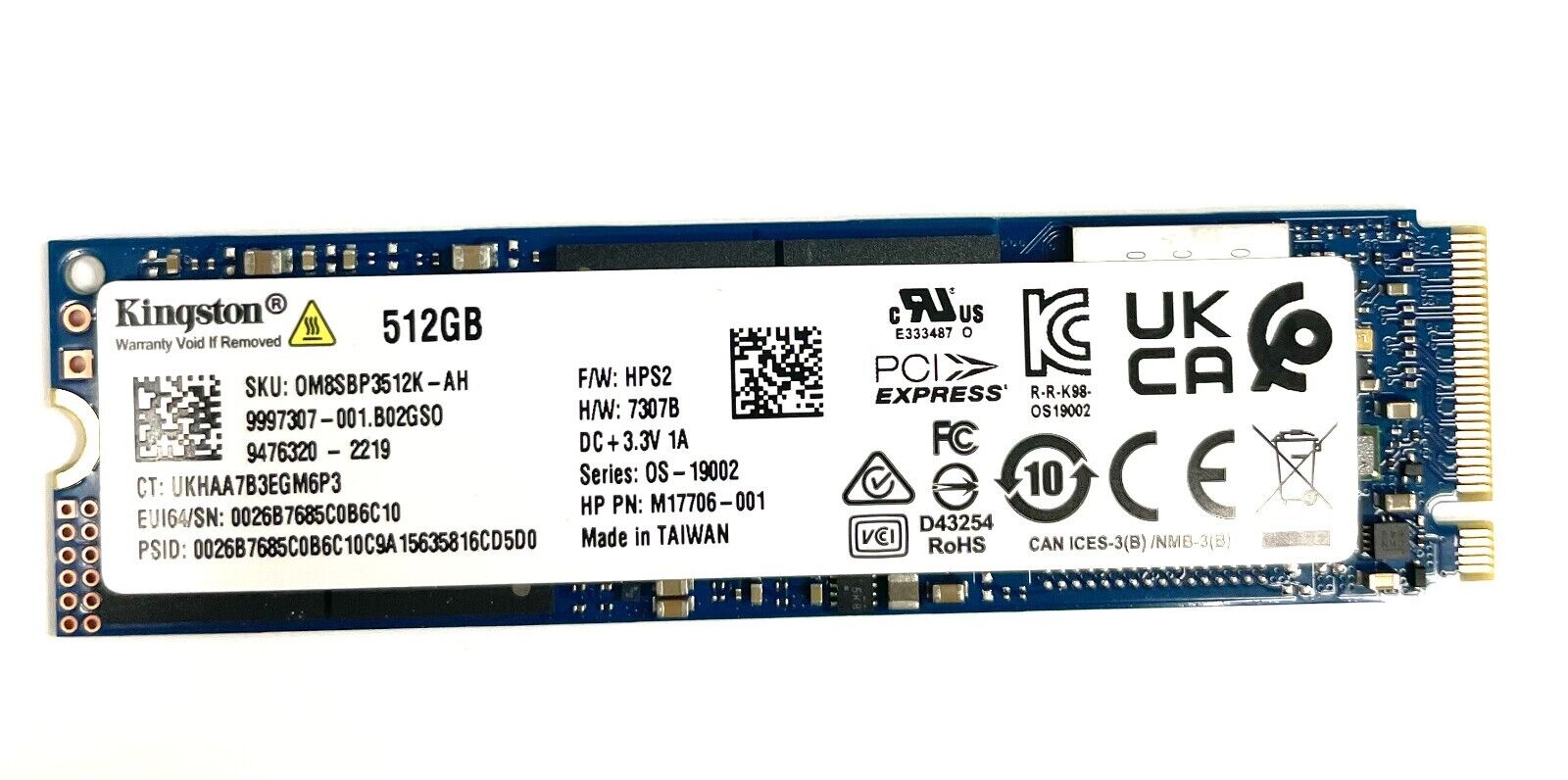 Genuine Kingston HP High End SSD NVMe M.2 512GB OM8SBP3512K Genuine Kingston HP High End SSD NVMe M.2 512GB OM8SBP3512K
