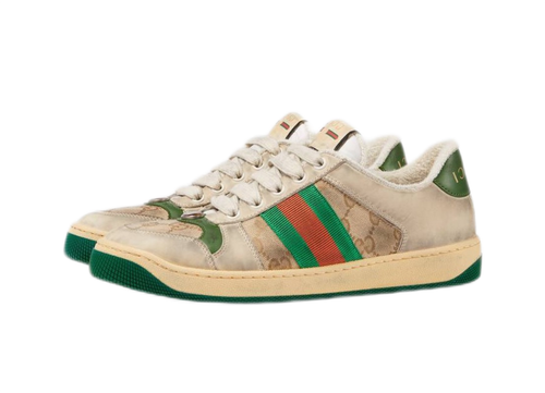 Pre-owned Gucci Screener Collection Gg Enamel Aged Women's Size Casual Board Shoes Green