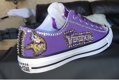 Pre-owned Converse Crystallized Minnesota  Bling-custom-made Any Team Any Sport Sz7-11 In Purple