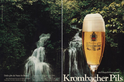1981 Krombacher Pils Beer: Waterfall German Vintage Print Ad