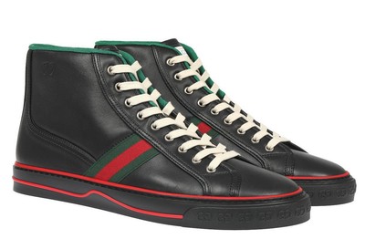 

НОВЫЕ МУЖСКИЕ ТЕННИСНЫЕ КРОССОВКИ GUCCI 1977 ЧЕРНЫЕ ВЫСОКИЕ КРОССОВКИ 8/США 8,5, Черный, GUCCI 1977