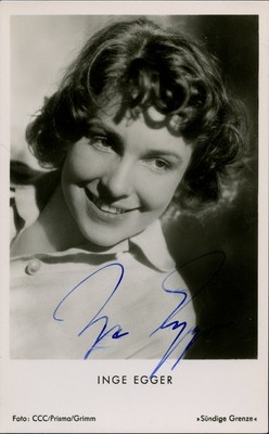 German Actress INGE EGGER Vintage Signed Photo