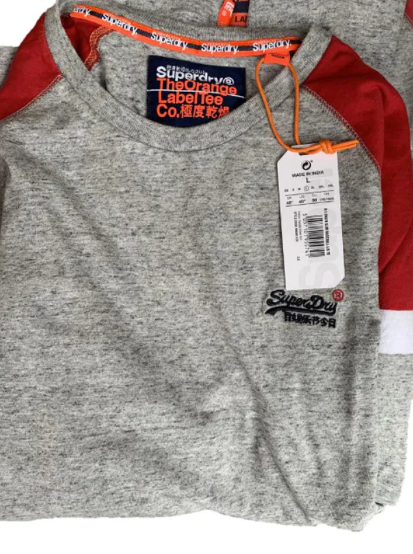 Superdry Herren LongsleeveSweaterPullover Orange Label Rundhals GrauRot