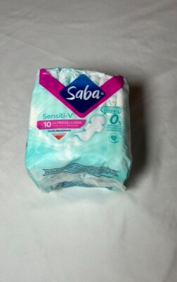 Saba Sensiti-V ultraslim with wings sanitary napkins 10 count for sensitive skin