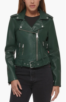 Levi's Faux Leather Belted Moto Jacket Pine, Camel, Burg Size M, L, XL NWT $180
