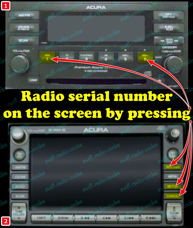 Acura radio code