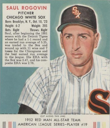 1952 Red Man Tobacco All-Star Team - Saul Rogovin #19