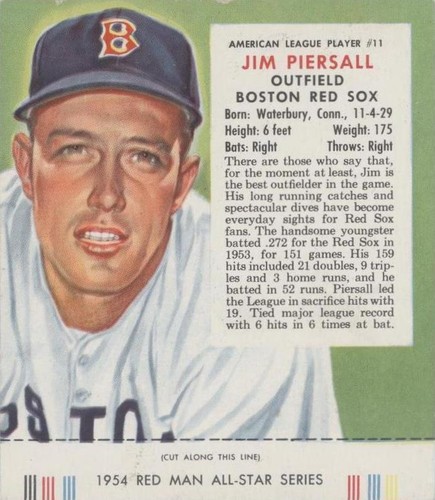 1954 Red Man Tobacco All-Star Team - Jim Piersall #11
