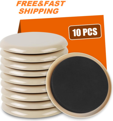 10PCS 3 1/2" Furniture Sliders for Hardwood Floors and Carpet