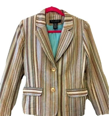 Dialogue Women's Striped Blazer Jacket Size Medium