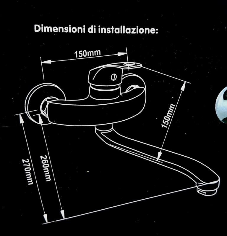 Miscelatore Rubinetto Lavello Cucina Vasca A Muro Parete Monocomando Cromato dfh 1