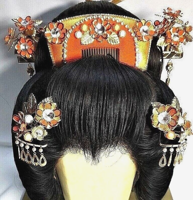 【交渉済】　日本髪風　さくらちゃん　本体と着物セット　☆リユース Vintage Japanese Bride Kanzashi set Kimono Wedding Hair