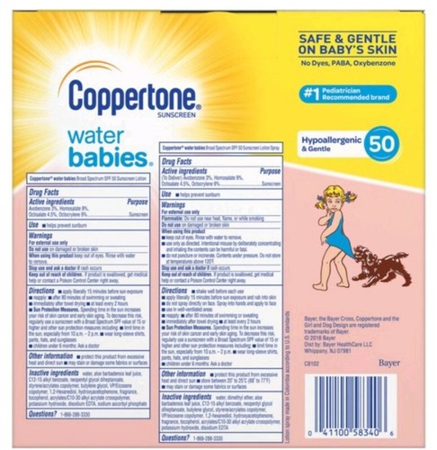 Coppertone Waterbabies Sunscreen SPF 50 Combo Pack, 1 Lotion (8 fl. oz.) + 2 Lot