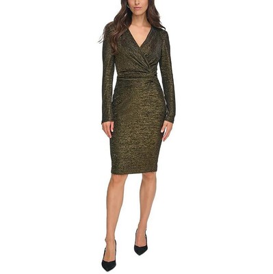 Женское коктейльное платье миди с длинным рукавом Calvin Klein, черное, 18 Вт