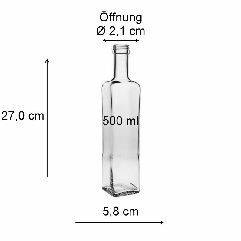 Mikken 12 Glasflaschen 500ml Mit Golddeckel - Inklusive Trichter
