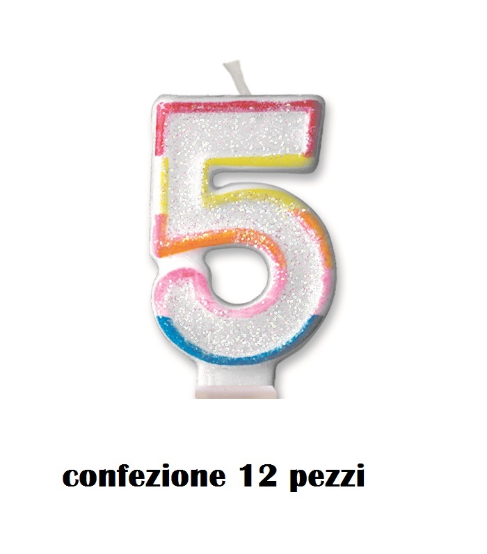 Set 12 Pezzi Candelina Candela Compleanno Numero 5 Happy Birthday Festa moc