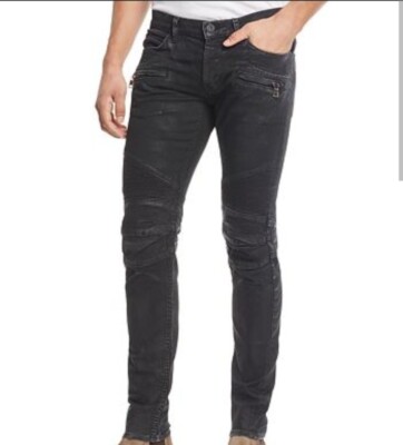 Hudson Men's Size 34 The Blinder Biker Jeans in Skeme Wash Black Gray Worn Once