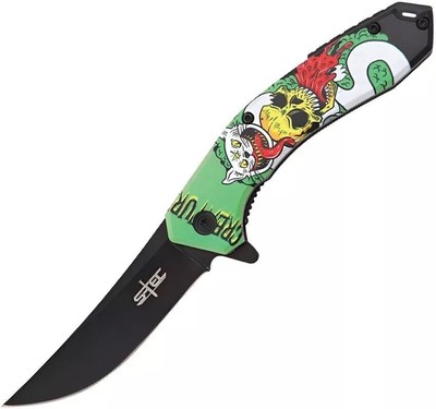 S-TEC Pocket Knife 3'' Stainless Steel Blade Black ABS Handle - T271210-3