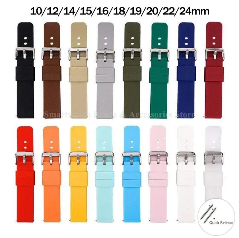 Silicone Watch Strap 14mm 16 18 19 20mm 21 22mm 24mm Waterproof Soft Rubber Band