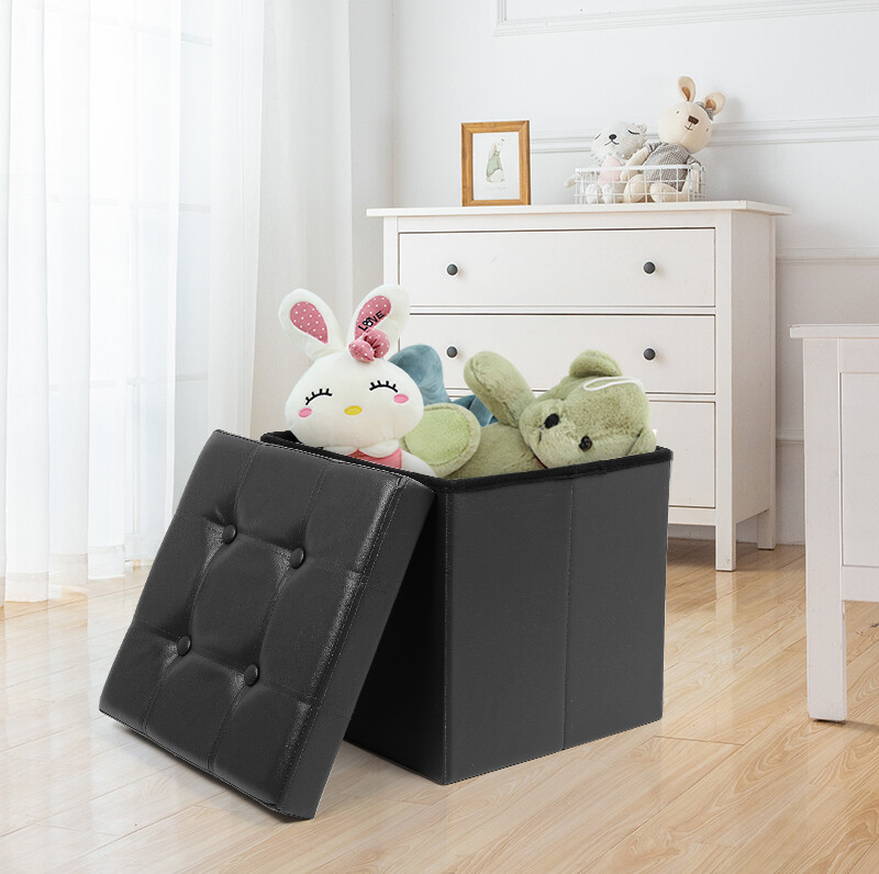Folding Storage Ottoman Bench Storage Chest Footrest Stool Toy Box Furniture New | eBay