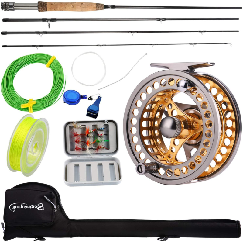 Sougayilang Fly Fishing Rod Reel Combos with Lightweight Portable Fly Rod and CN