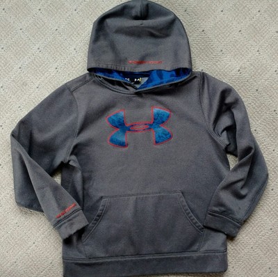 Boys Fall Clothes Size YLG Large Under Armour Storm Grey Blue Hoodie Sweatshirt