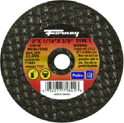 LOT OF (5) Forney 71841 Aluminum Oxide  3'' GRINDER Cut-Off Wheels 1/16'' Thick