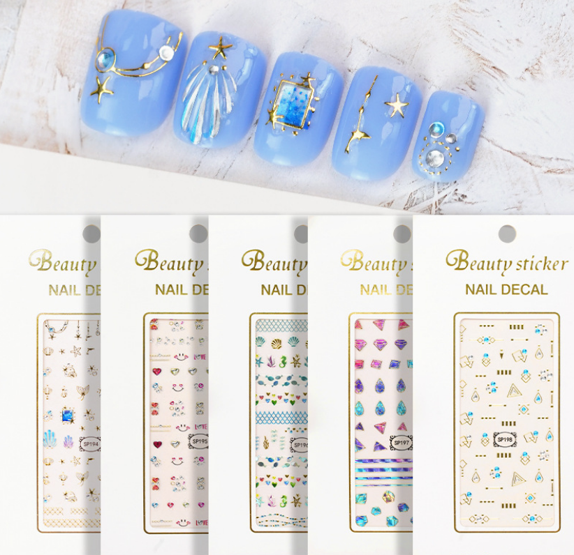 3D Nail Art Beauty Decal Sticker Adhesive Flower Moon Star Heart Mermaid Jewelry