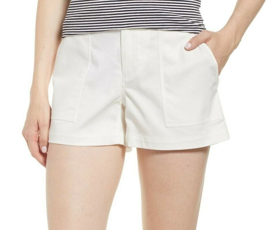 Nordstrom Signature 155474 NEW White Women's USA Chino Shorts Size 12