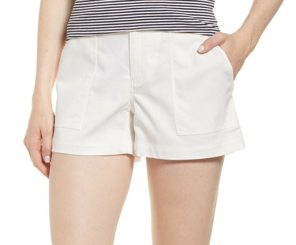 Nordstrom Signature Patch Pocket Shorts Women's Sz. 14 (White) 151195