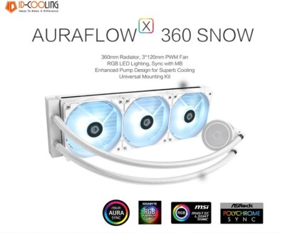 ID-Cooling AURAFLOW X 360 AIO SNOW RGB CPU Liquid CPU  Cooler AMD & Intel ASUS