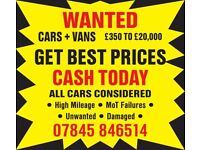ALL CARS OR VANS WANTED UNUSED DAMAGED UNWANTED MOT FAILURES NON ULEZ