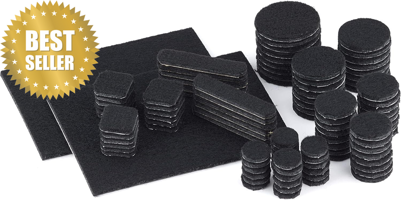Eco Feltac Self-Stick Felt Floor Savers, Black (Pack of 105)