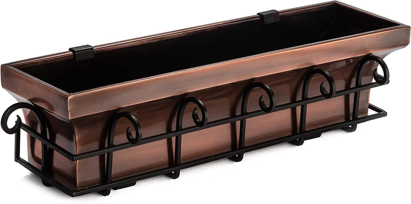 Window Planter Box Flower Outdoor Copper Plant Container for Windows Attach to H