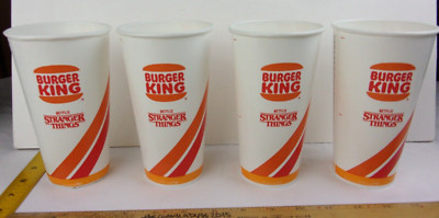 Stranger Things Burger King retro paper cups lot of 4 unused Coke Upside Down