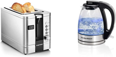 2-Slice Digital Toaster, Pop-Up, Stainless Steel & Hamilton Beach Glass Electric