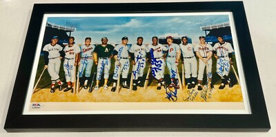 MICKEY MANTLE WILLIE MAYS HANK AARON AUTOGRAPH PHOTO PSA/DNA 500 HR 10 Auto