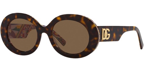 Женские солнцезащитные очки овальной формы Havana от Dolce & Gabbana - DG4448F 321773 - Сделано в Италии
