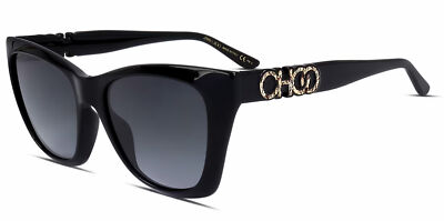 Jimmy Choo Rikki Woman's Black Beveled Cat-Eye Sunglasses 0807-9O Italy