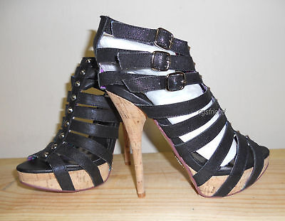 NEW $125 Sexy BLACK ROOSTER Alicia High Heel Platform SHOES Women 6.5 8.5 9 9.5