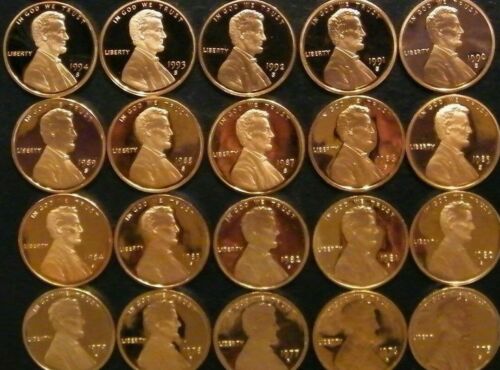 1975~1995 S Lincoln Penny Choice ~ Gem Proof Run 21 Coin Decade Set US Mint Lot 
