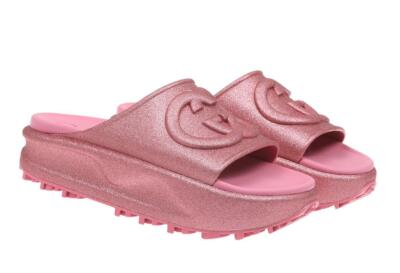 

НОВЫЕ САНДАЛИИ НА ПЛАТФОРМЕ GUCCI МЕТАЛЛИЧЕСКАЯ РОЗОВАЯ С ЛОГОТИПОМ, ОБУВЬ 37/US 7, Rose pink