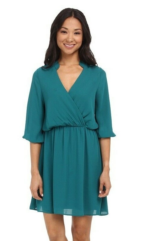 Brigitte Bailey 241386 Womens 3/4 Sleeve Fit & Flare Dress Emerald Green Size S