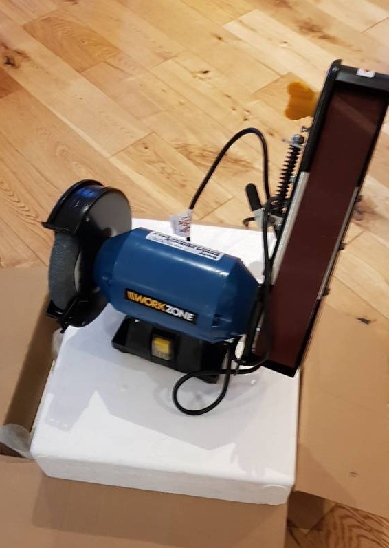 Workzone Bench grinder with sanding belt. Brand NEW, never used. in