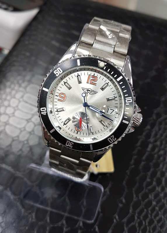 Orologio Polso Yk Uomo Analogico Automatico Data Elegante Silver Quad Silver lac