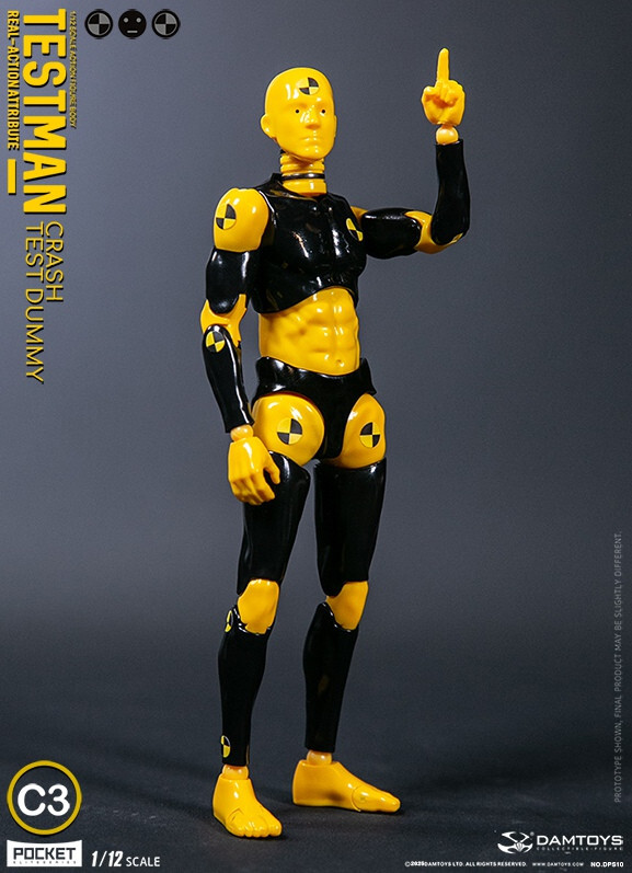 DAMTOYS DPS10 1/12 Testman C3 Yellow Action Figure 14.5cm Crash